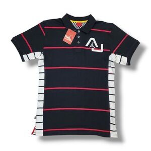 Vintage Air Jordan Black/Red/White Striped Y2K Nike Polo Shirt Youth Men's L